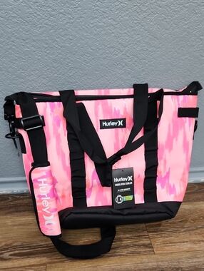 NWT Hurley Insulated Cooler Tote Bag Pink Coral Peach Orange Purple Black